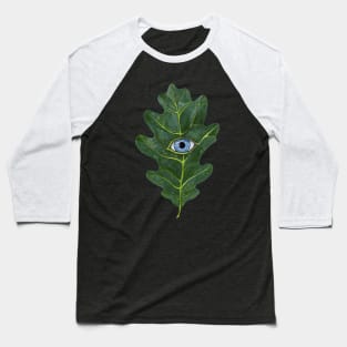 Oak Leaf with an Eye Watercolor Painting Baseball T-Shirt